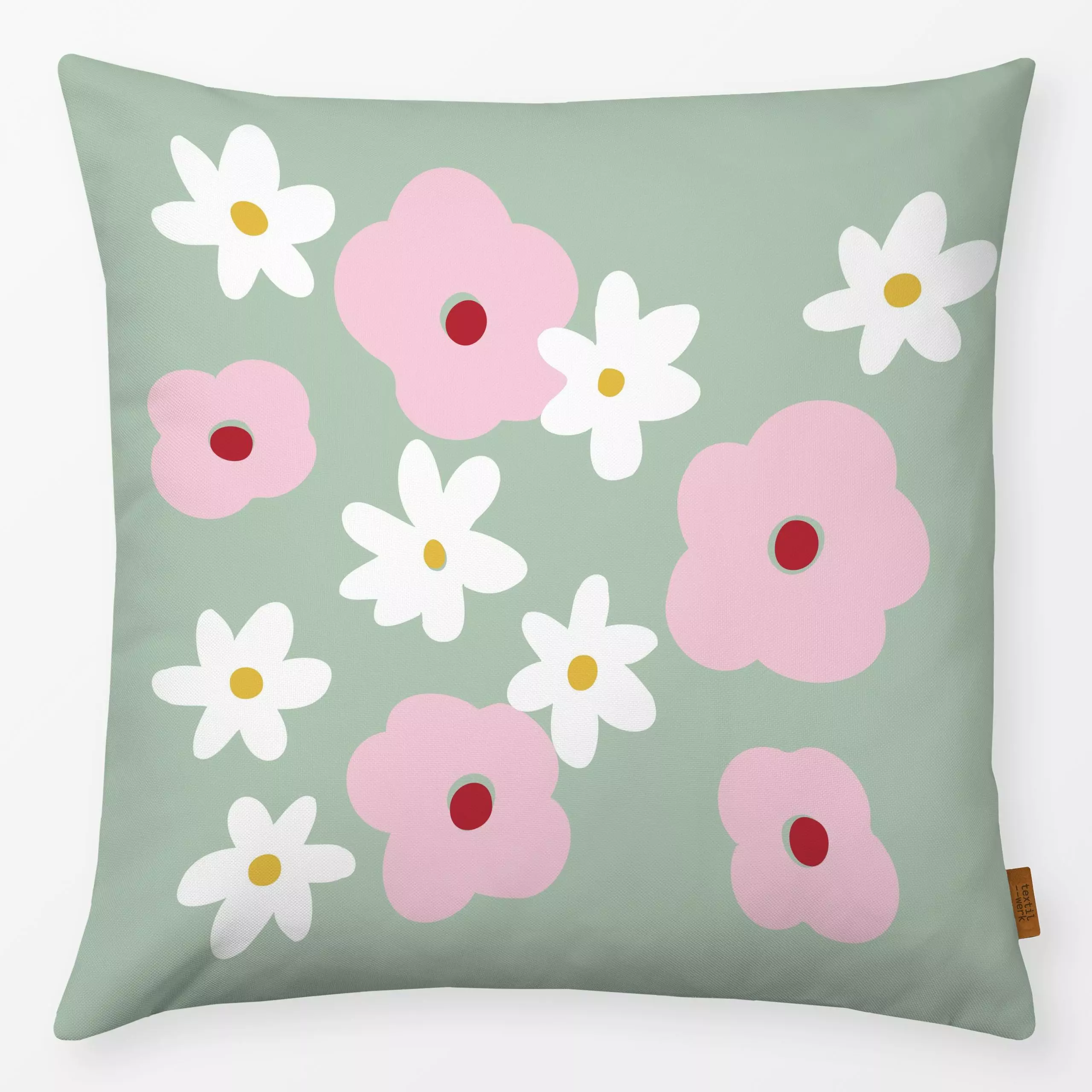 Kissen große Blüten rosa grün - Blumen & Florales, Frühling, Sommer - von „Katrin Graff"; Blumen, Rosen, Garten, modern, pin...