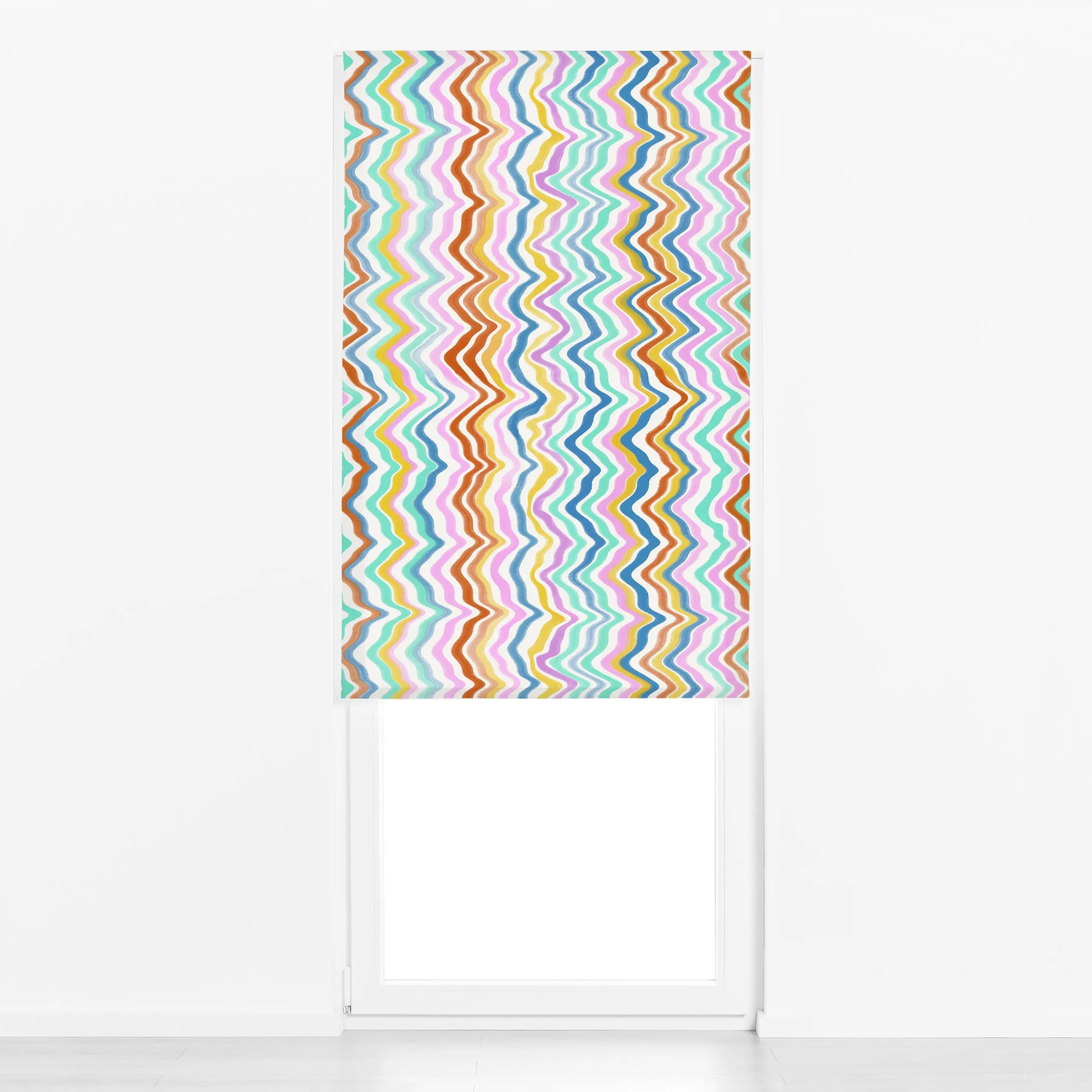 Raffrollo Wellenlinien Bunt - Symbole & Muster - von „Sophie Augustin Illustration"; Muster, Streifen, Sommer, wellen, Maler...