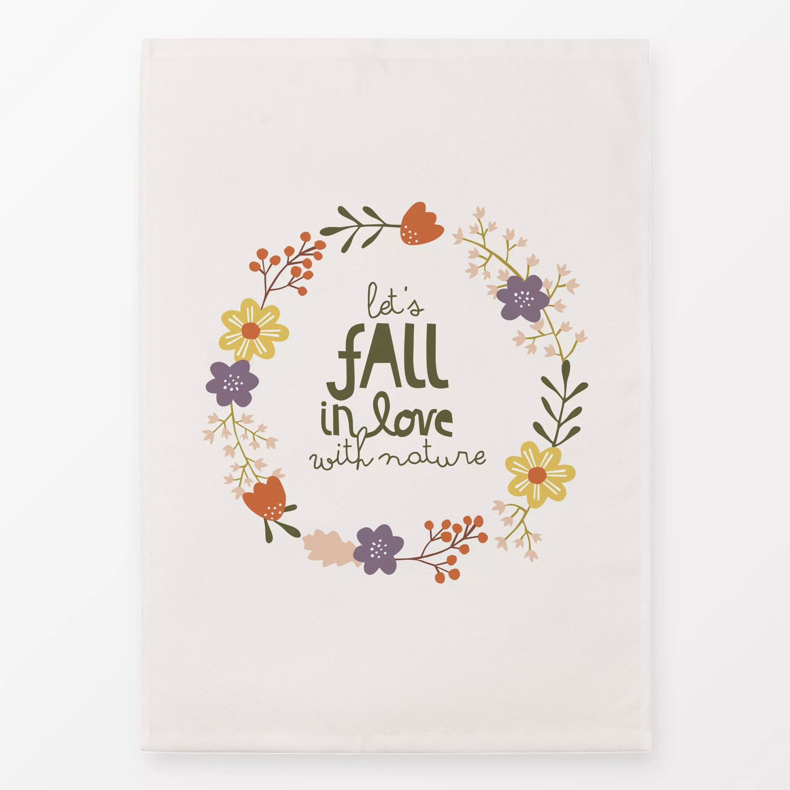 Geschirrtücher Let's fall in love with nature - Herbst, Pflanzen & Botanik - von „Kerstin Ax"; Blumen, Blätter, Beeren, typo...