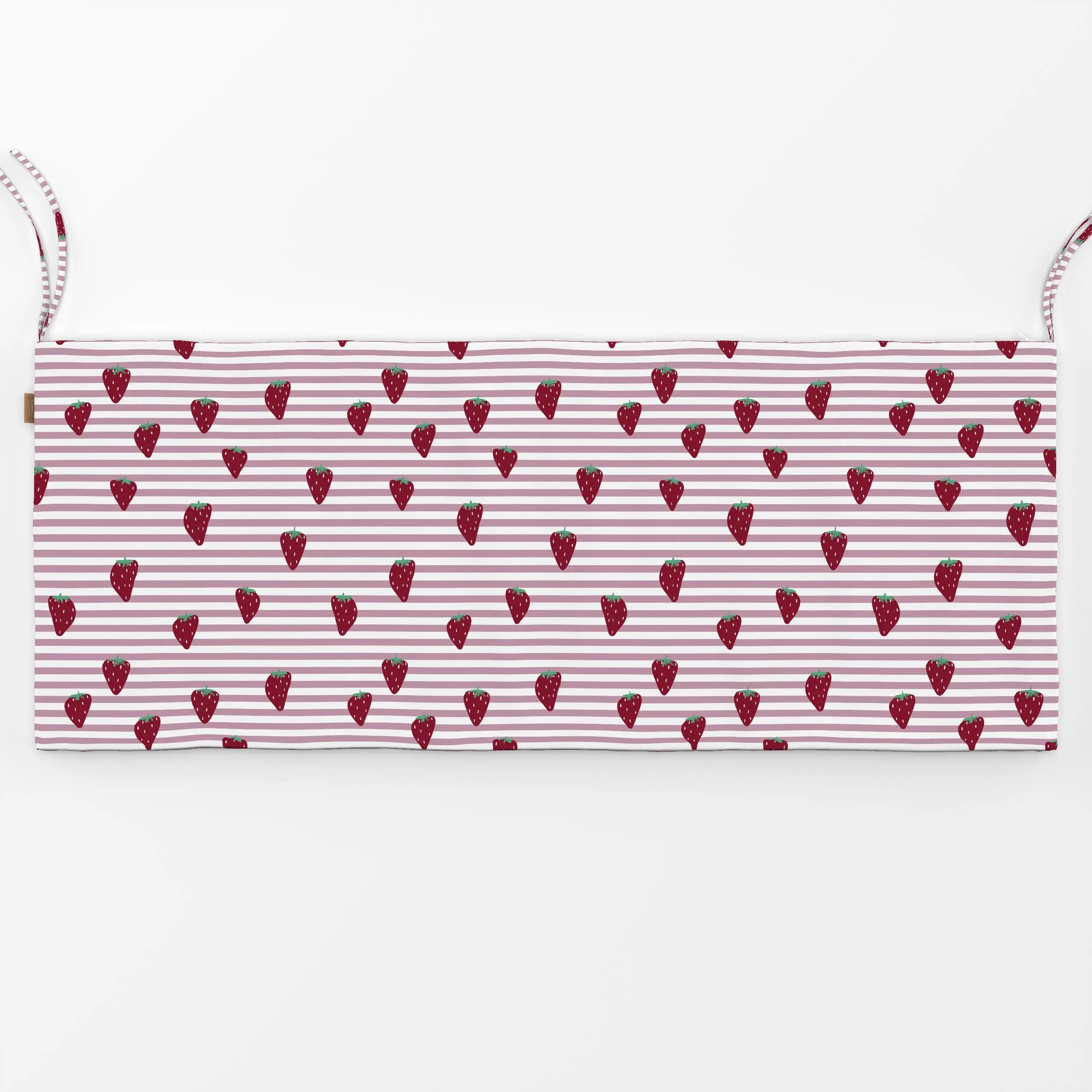 Bankauflage Picnic Erdbeere Stripes - Frühling, Sommer, Früchte - von „Studio ROSAGRAU"; Obst, Erdbeeren, Sommer, outdoor, s...