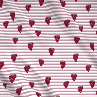 Meterware Picnic Erdbeere Stripes