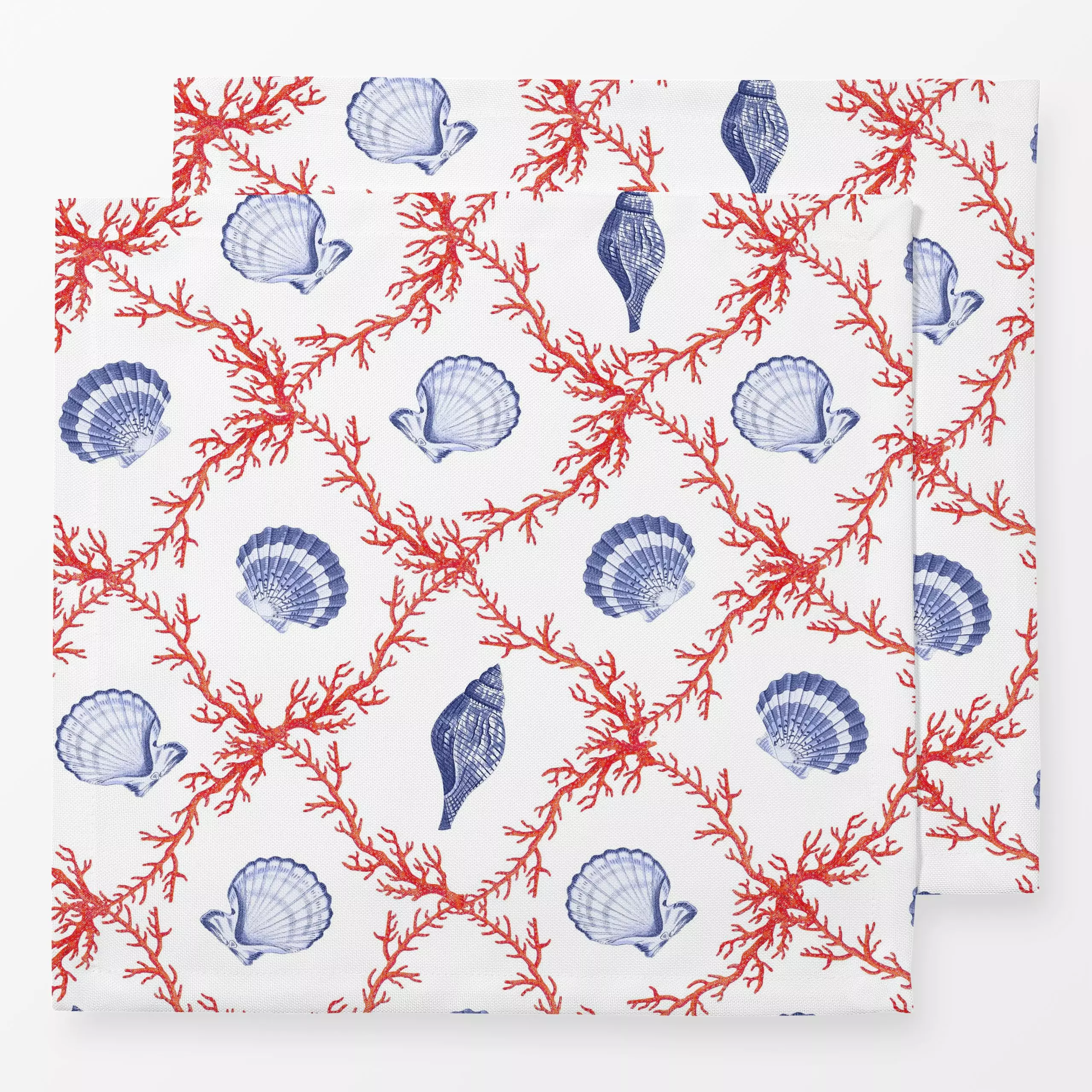 Servietten Preppy coastal shells II - Sommer, Tiere, Symbole & Muster - von „Bloomery Decor"; Strand, Meerestiere, Muscheln,...