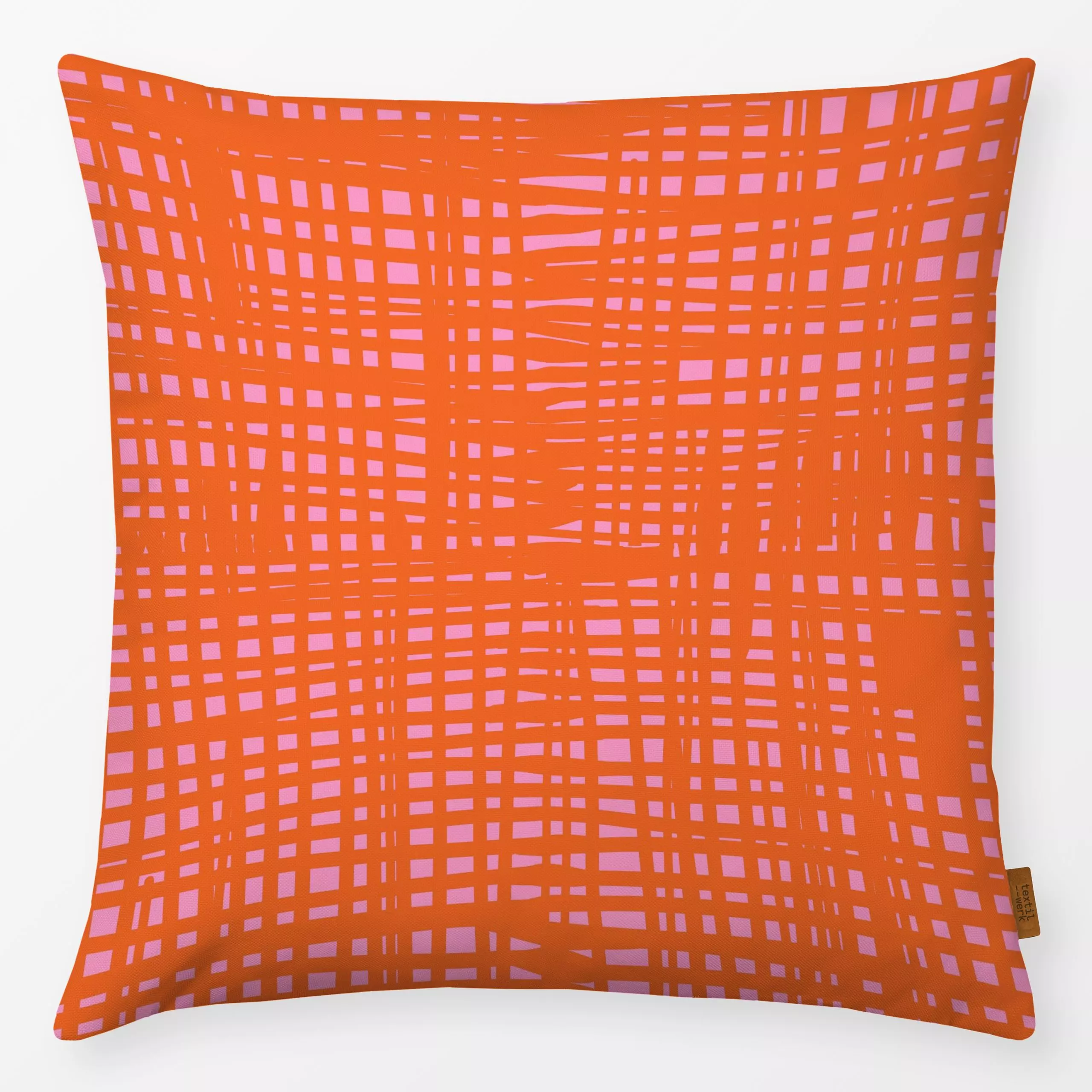 Kissen Organische Streifen NO5 orange - Symbole & Muster - von „Ursula Tücks"; abstrakt, Streifen, rosa, kleingemustert, Ora...