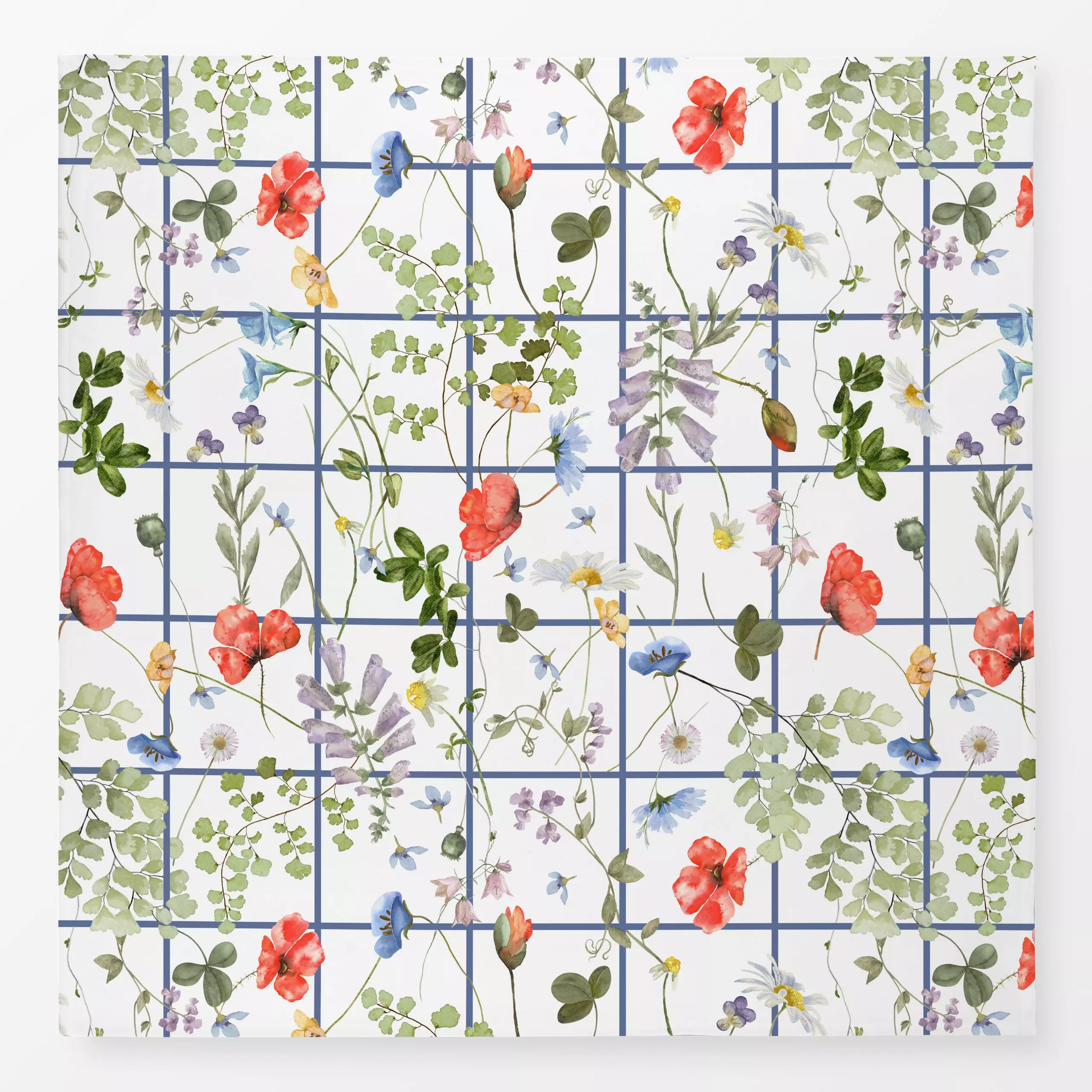 Tischdecke Karo Blumenwiese Very Peri, Blumen, gemustert, Sommer, von Uta Naumann