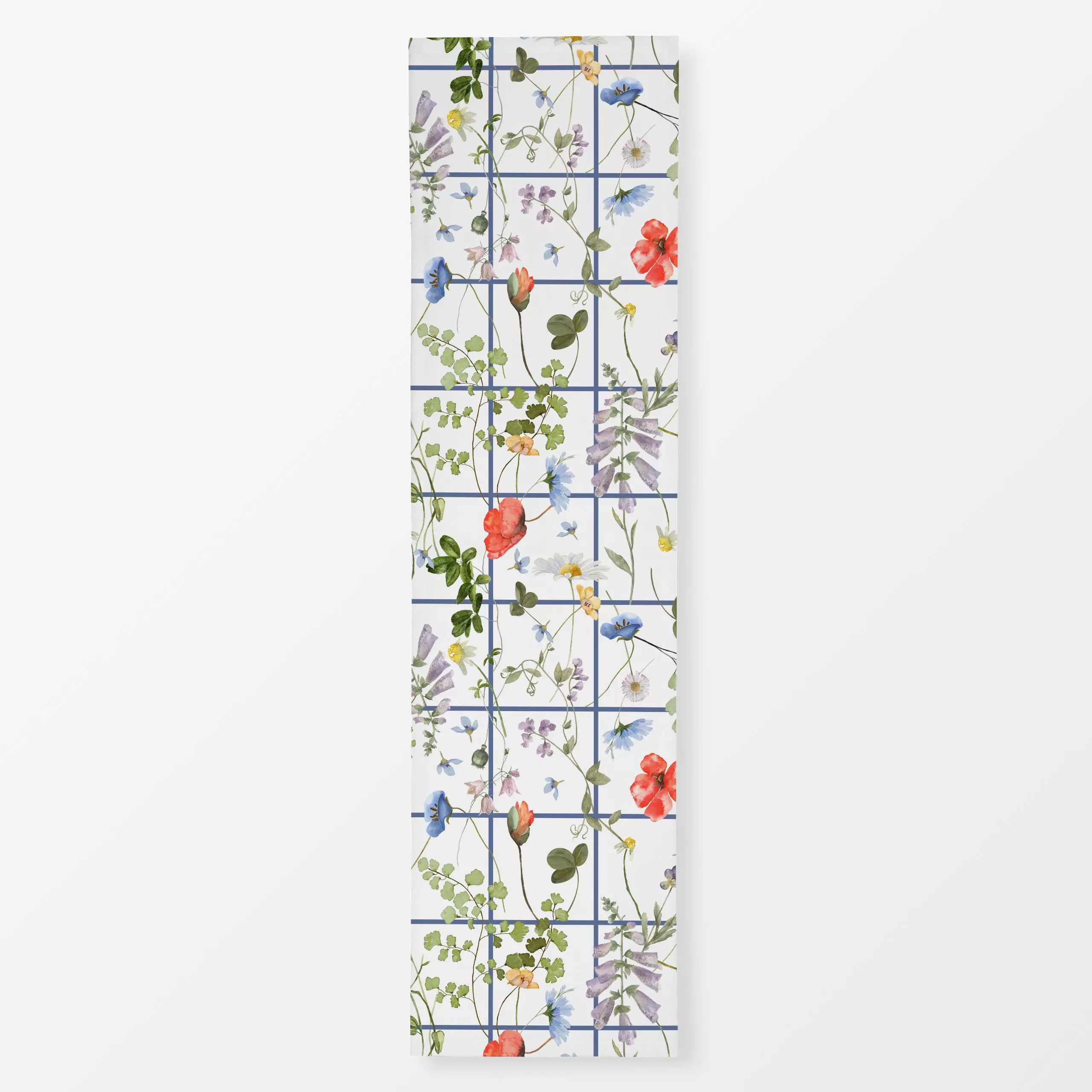 Tischläufer Karo Blumenwiese Very Peri - Blumen & Florales, Symbole & Muster - von „Uta Naumann"; boho, Blumen, Wildblumen, ...