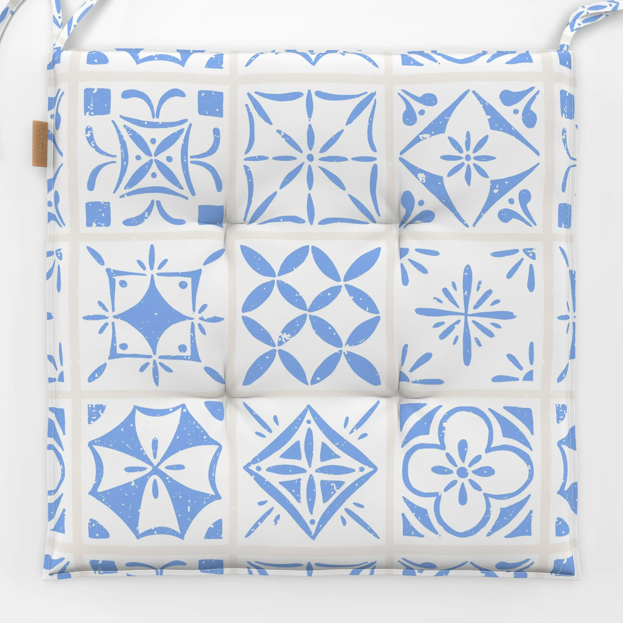 Sitzkissen Azulejos Blue - Sommer, Symbole & Muster - von „Barlena"; Sommer, Reisen, tiles, Sommerlich, Portugal, Fliesenmot...