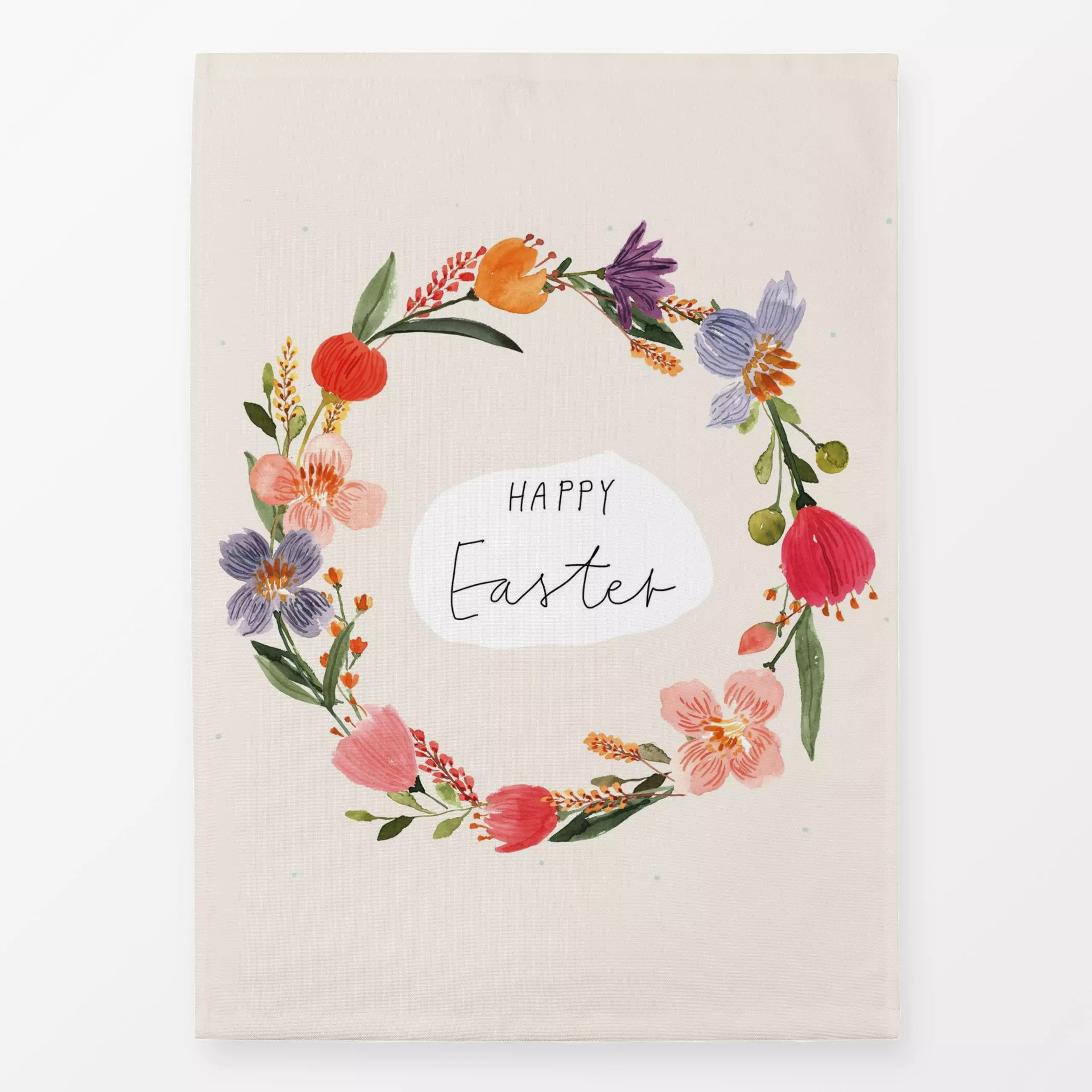 Geschirrtücher Easter Fun Wreath - Blumen & Florales, Frühling - von „Lena Yokota"; Blumen, floral, Ostern, kranz, flower, l...
