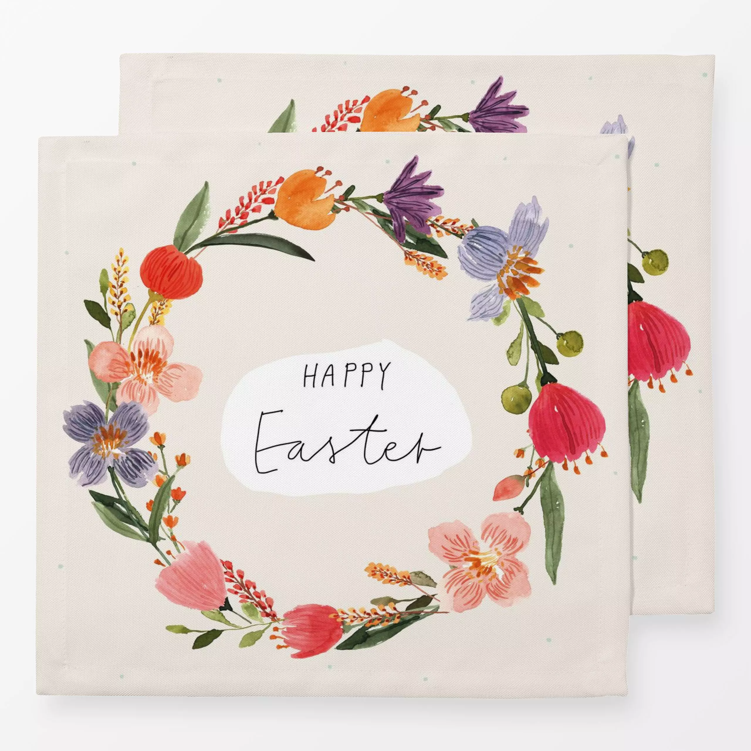 Servietten Easter Fun Wreath - Blumen & Florales, Frühling - von „Lena Yokota"; Blumen, floral, Ostern, kranz, flower, lenay...
