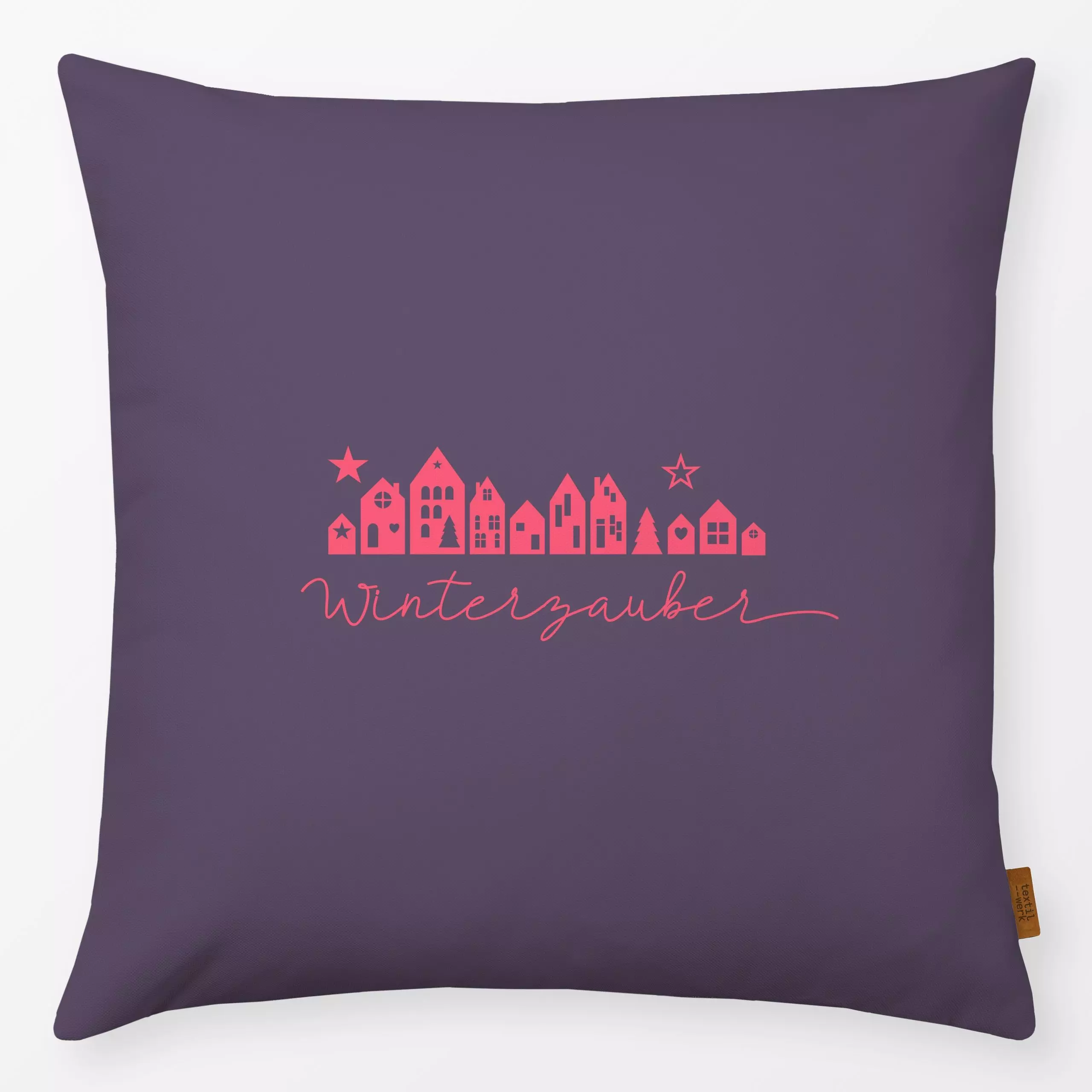 Kissen Winterzauber Skandi Häuschen - Sprüche & Schriftzüge, Weihnachten, Winter - von „Heyduda"; skandinavisch, Hygge, Tann...