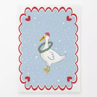 Geschirrtuch Gans mit Weihnachtskranz