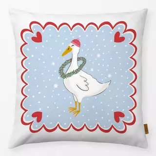 Kissen Gans mit Weihnachtskranz
