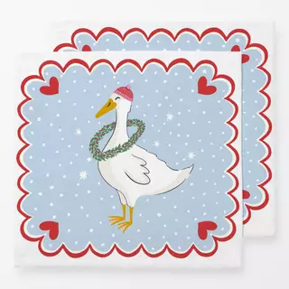Servietten Gans mit Weihnachtskranz