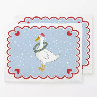 Tischset Gans mit Weihnachtskranz