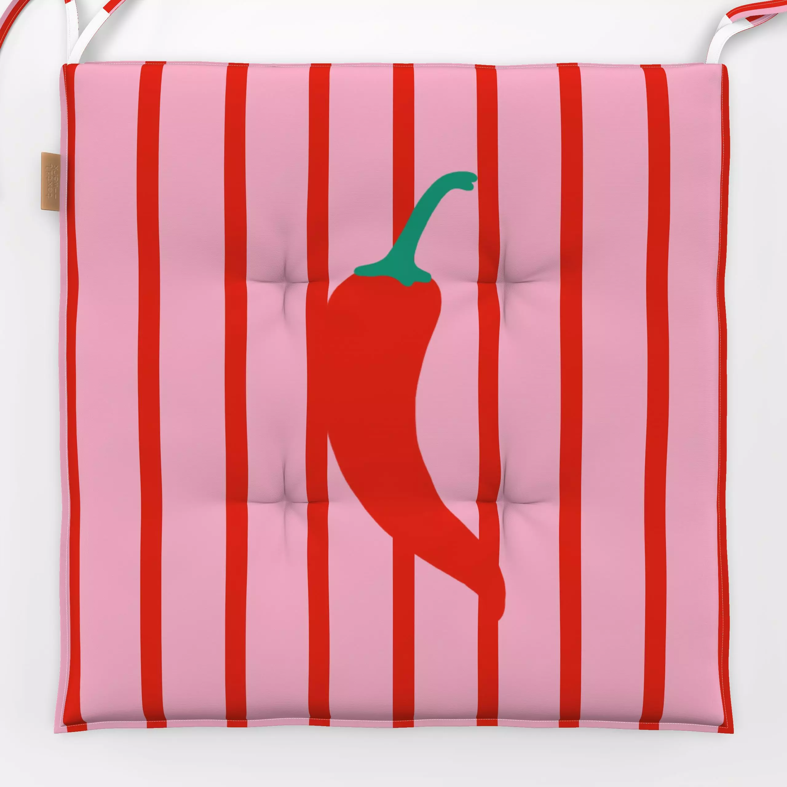 Sitzkissen Chilli Stripes Red - Sommer, Symbole & Muster, Gemüse - von „textilwerk"; Illustration, Sommer, trend, rot, bunt,...
