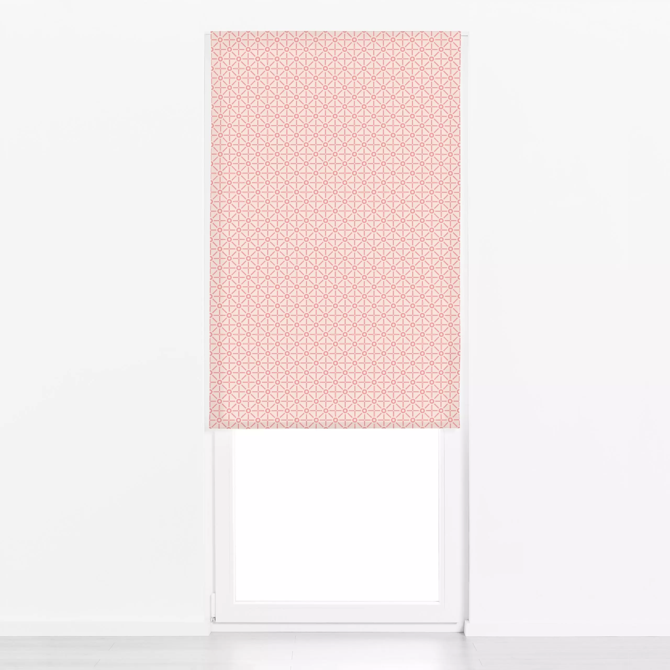 Raffrollo Geo Sonne koralle rosa - Natur & Landschaft, Sommer, Symbole & Muster - von „Kathrin Woo"; Muster, abstrakt, Geome...
