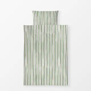 Bettwäsche dark green hand drawn stripes
