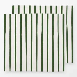 Servietten dark green hand drawn stripes