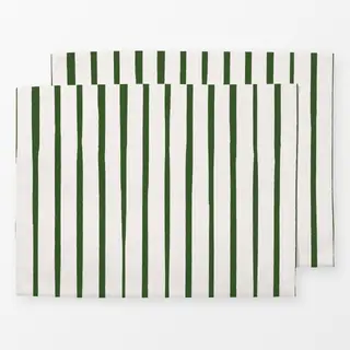 Tischset dark green hand drawn stripes