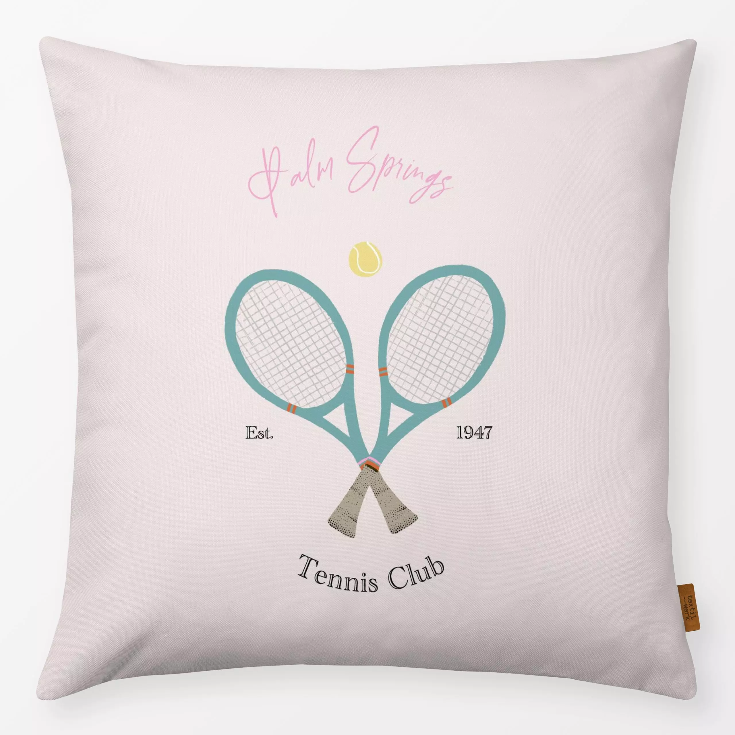 Kissen Vintage Tennis Club Beige - Sommer, Sport, Sprüche & Schriftzüge - von „Studio ROSAGRAU"; Tennis, Sommer, Sport, Stud...