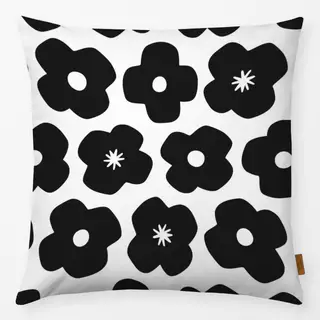 Kissen Mohn Blumen schwarz