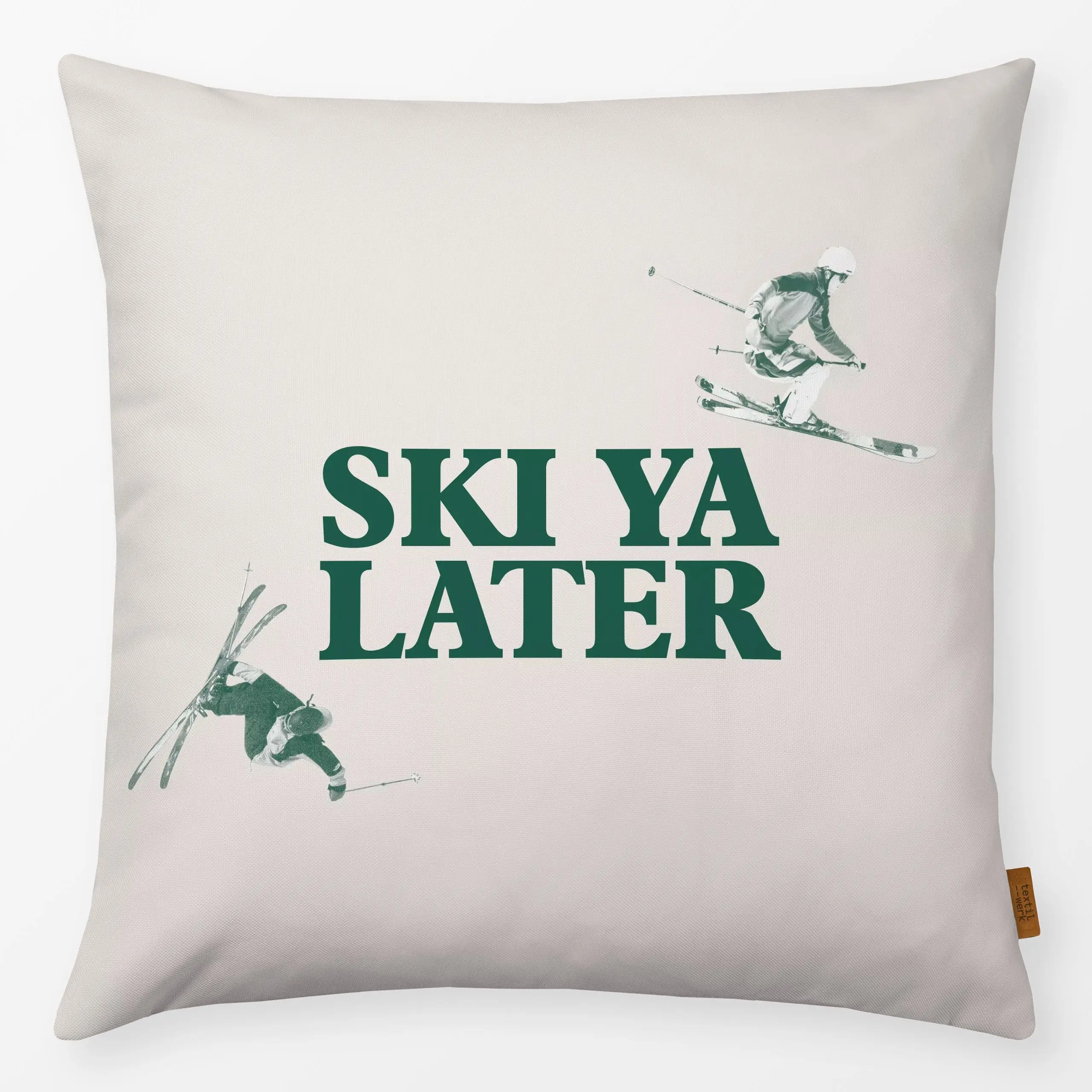 Kissen Ski Ya Later - Weihnachten, Winter - von „textilwerk"; Retro, Ski, geschenkidee, weihnachtsgeschenk, christmas, Winte...