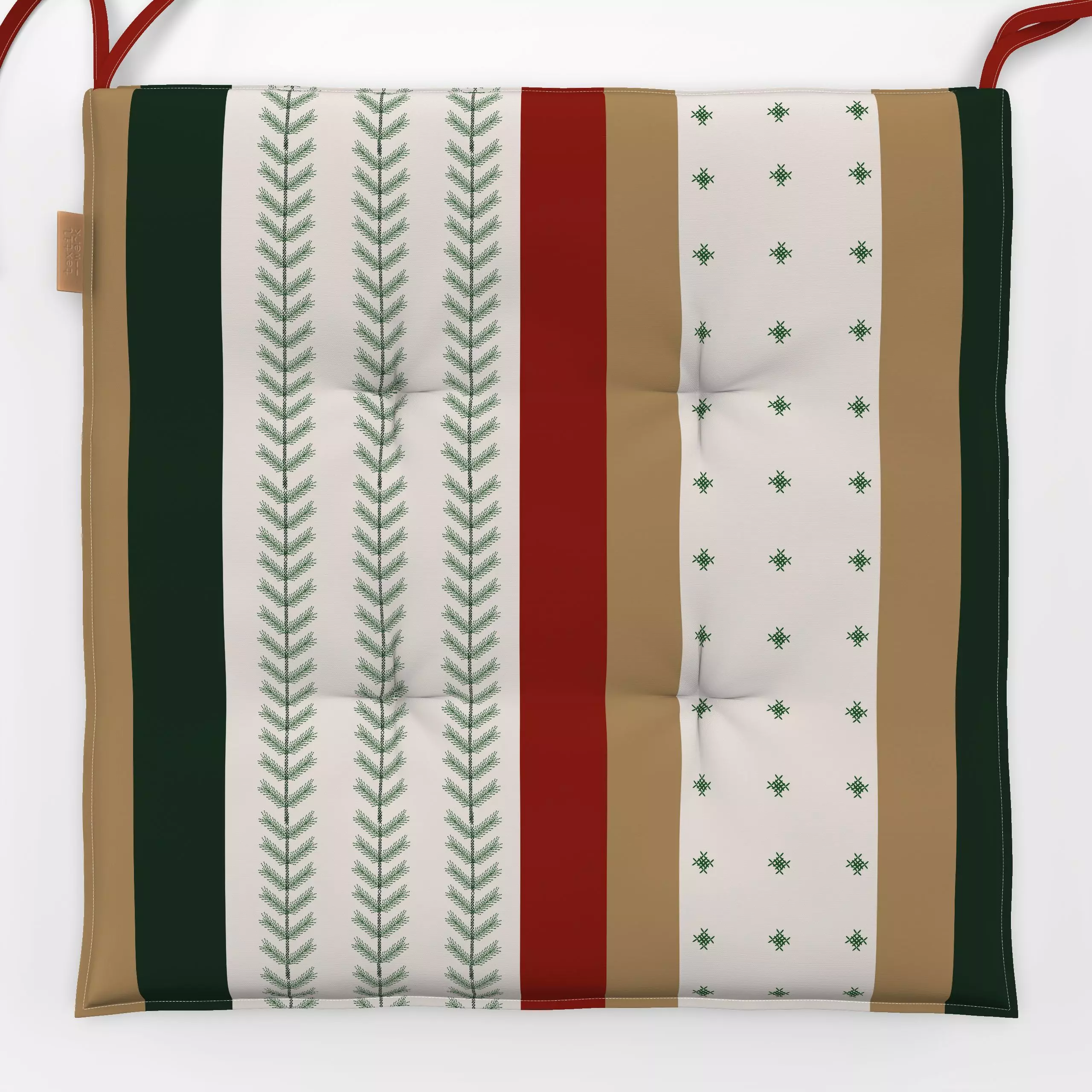 Sitzkissen Weihnachtsstimmung - Weihnachten, Winter, Symbole & Muster - von „Alisa Knöß“; Streifen, beige, gold, Weihnachtsd...