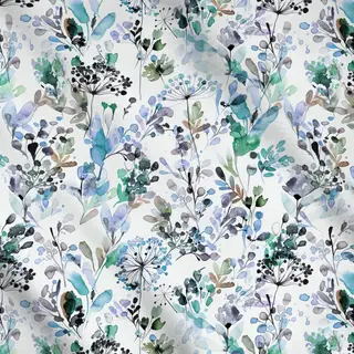 Meterware Watercolor Wild Grasses Blue