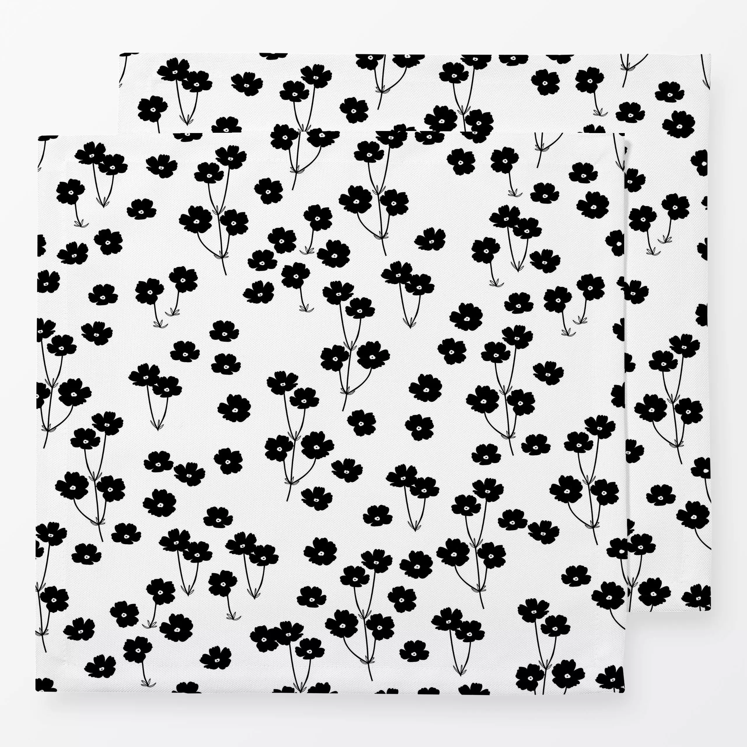 Servietten Blumenwiese schwarz weiß - Blumen & Florales, Symbole & Muster, Pflanzen & Botanik - von „Kantioler Design"; Must...