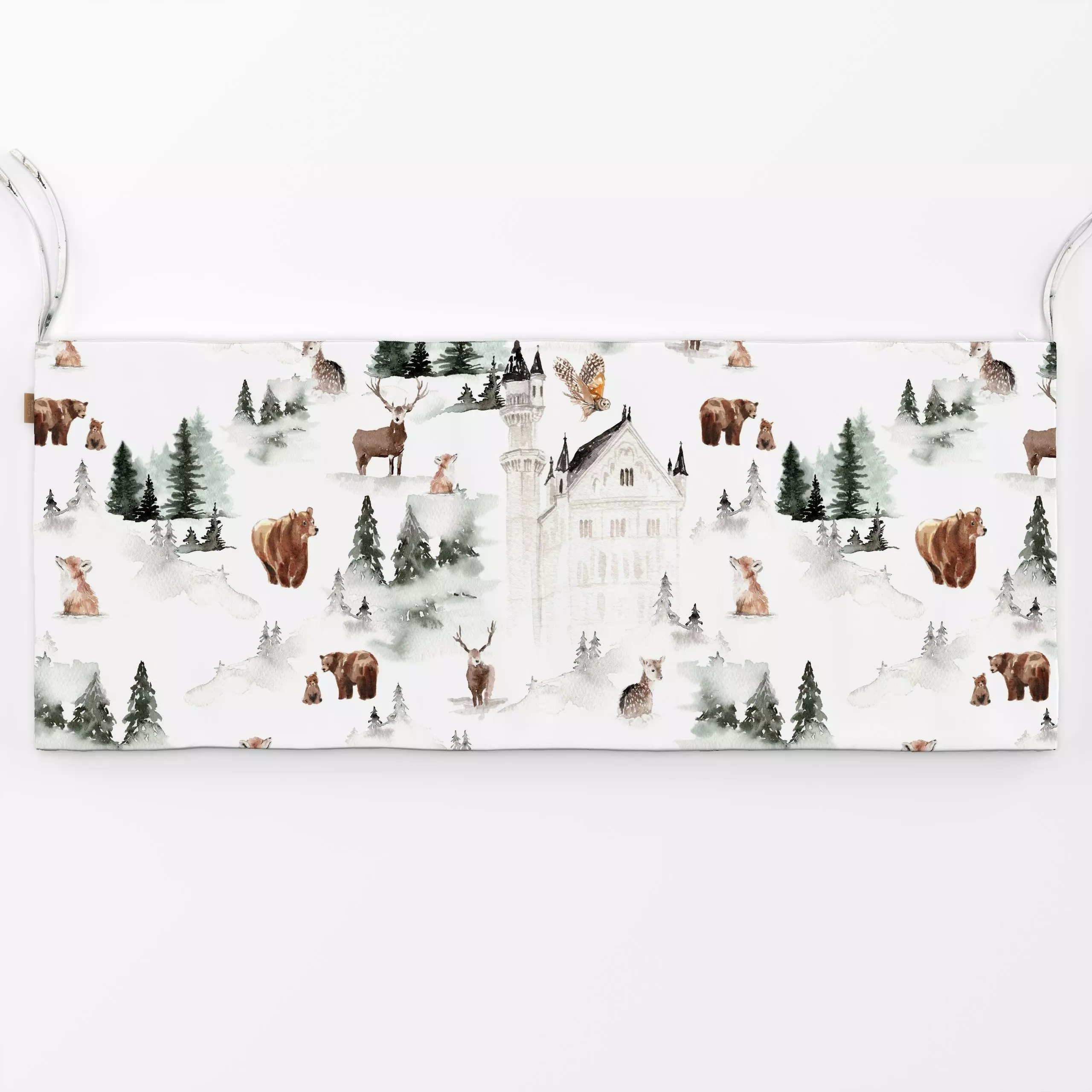 Bankauflage Winterweiße Weihnacht Wald 3 - Tiere, Weihnachten, Winter - von „Uta Naumann"; Muster, Wasserfarben, Winter, wei...