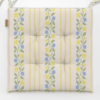 Sitzkissen Blumen und Spitze Weiss Gelb