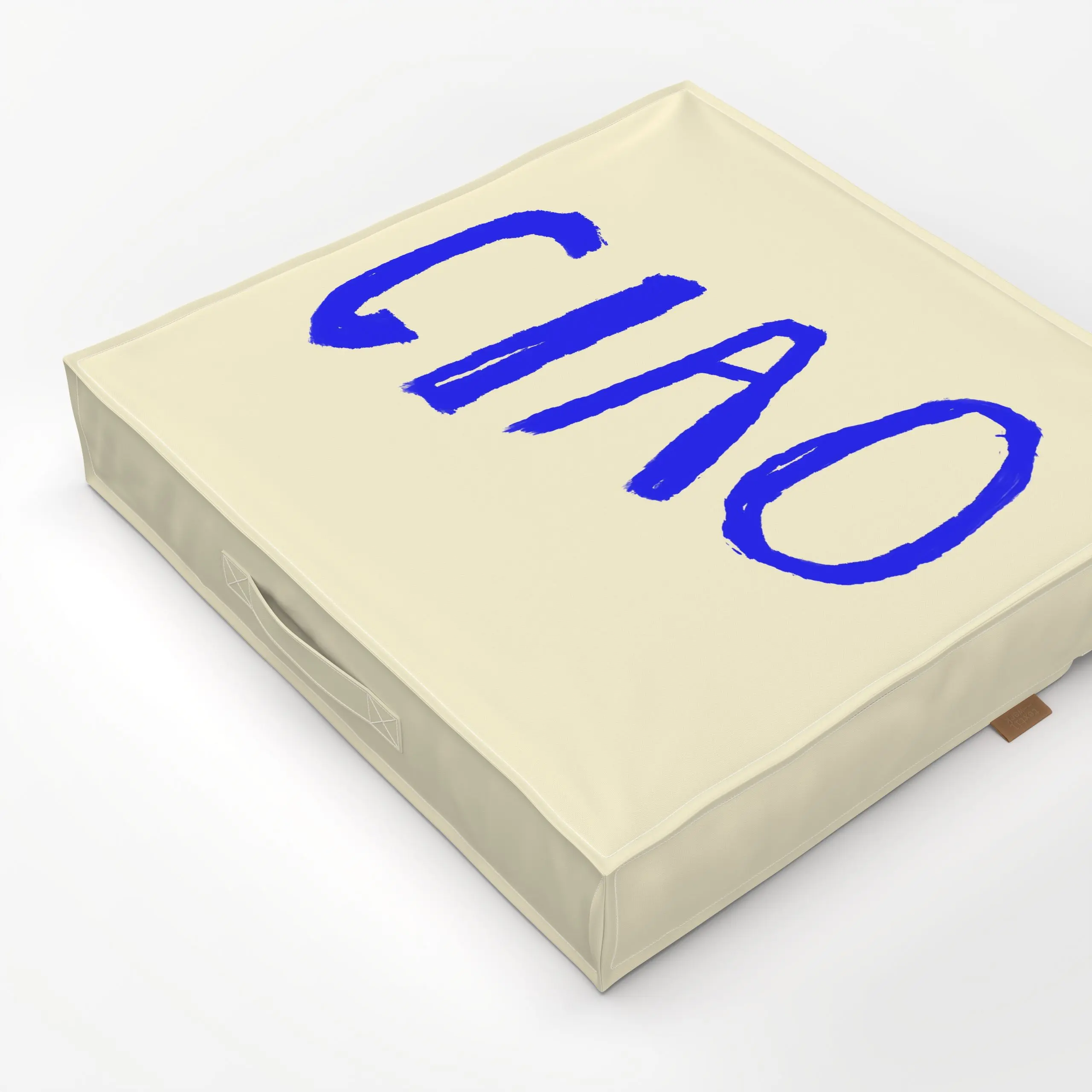 Bodenkissen Ciao Typography - Sprüche & Schriftzüge, Reise - von „By Anna Sienna"; blau, typografie, Handschrift, Italien, R...