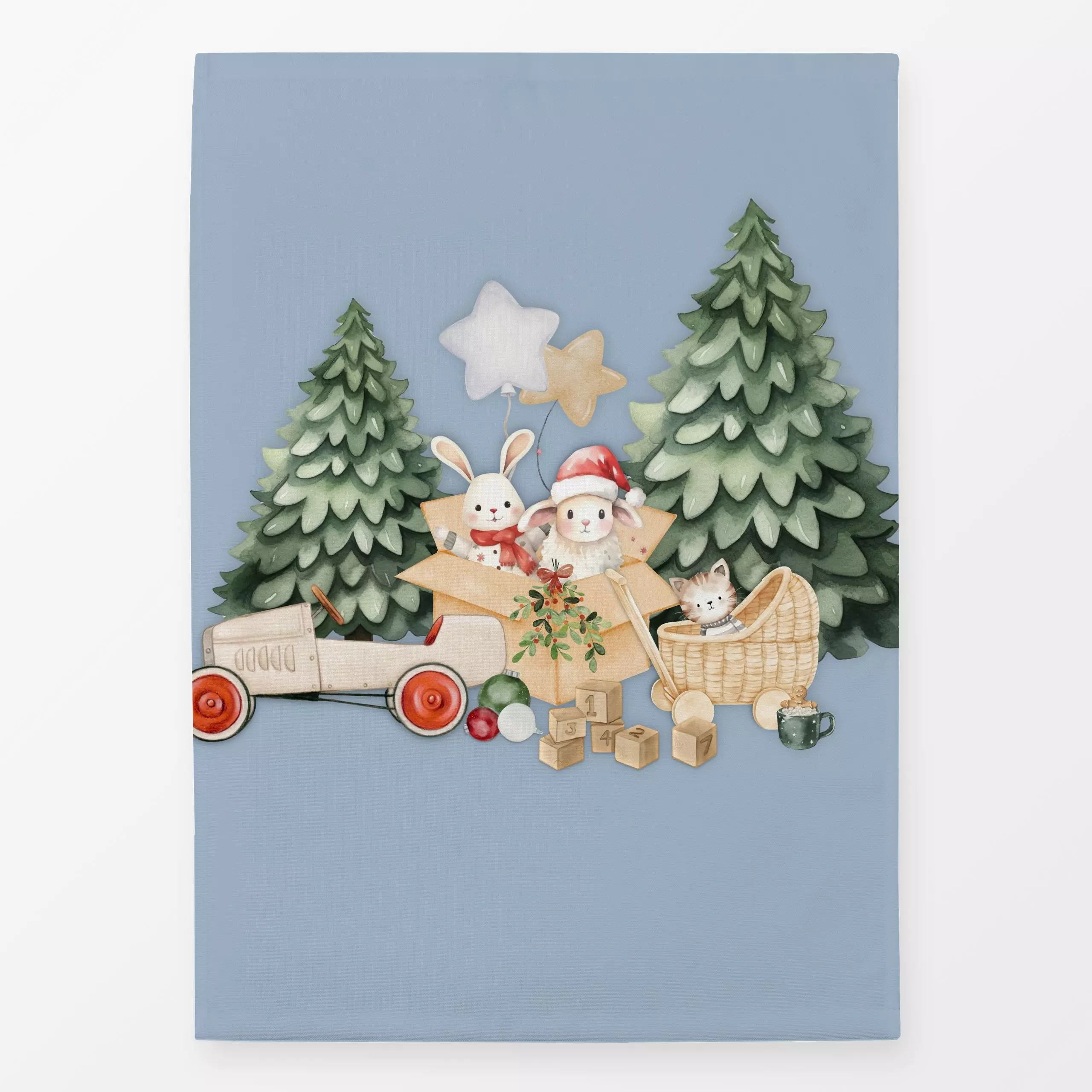 Geschirrtücher Holly Jolly X-Mas blau - Kinderzimmer & Motive für Kinder, Weihnachten, Retro & Vintage - von „Monika Strigel...