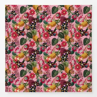 Tischdecke Tropenblüten & Früchte pink