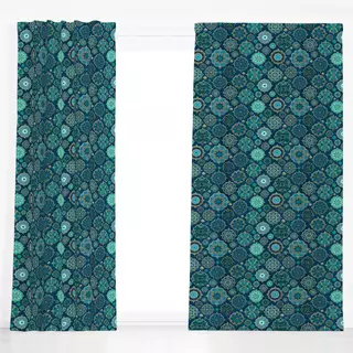 Dekovorhang Moroccan Tiles Teal Gold