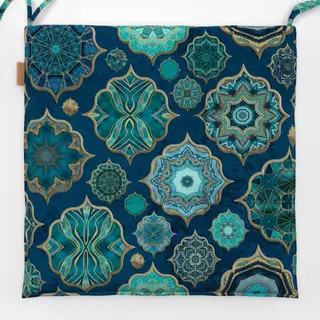 Sitzkissen Moroccan Tiles Teal Gold
