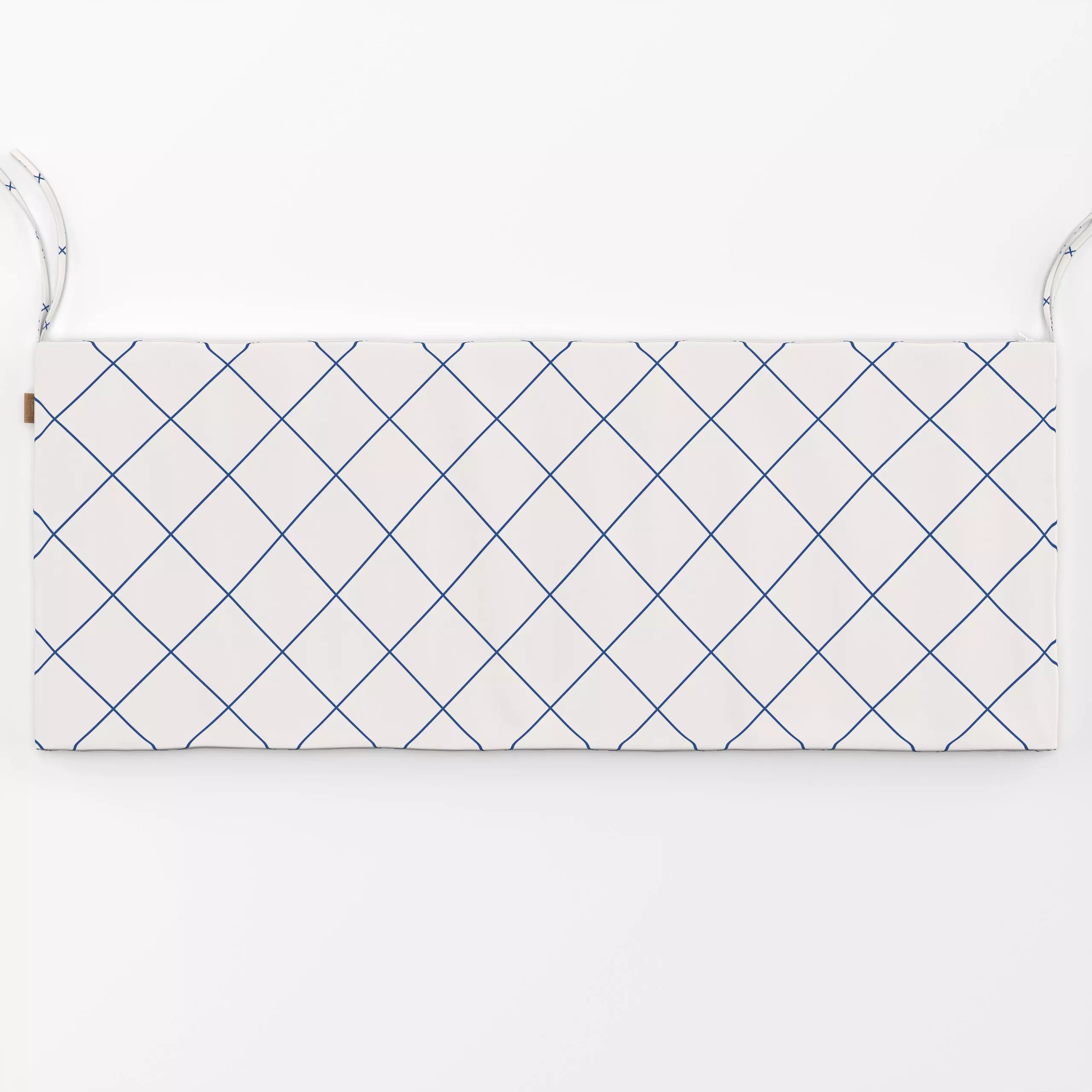 Bankauflage Karos Blau Beige - Sommer, Symbole & Muster - von „Kathrin Woo"; Muster, minimal, Hygge, modern, grid, maritim, ...