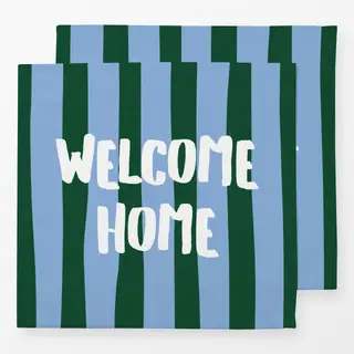 Servietten Welcome Home grün-blau