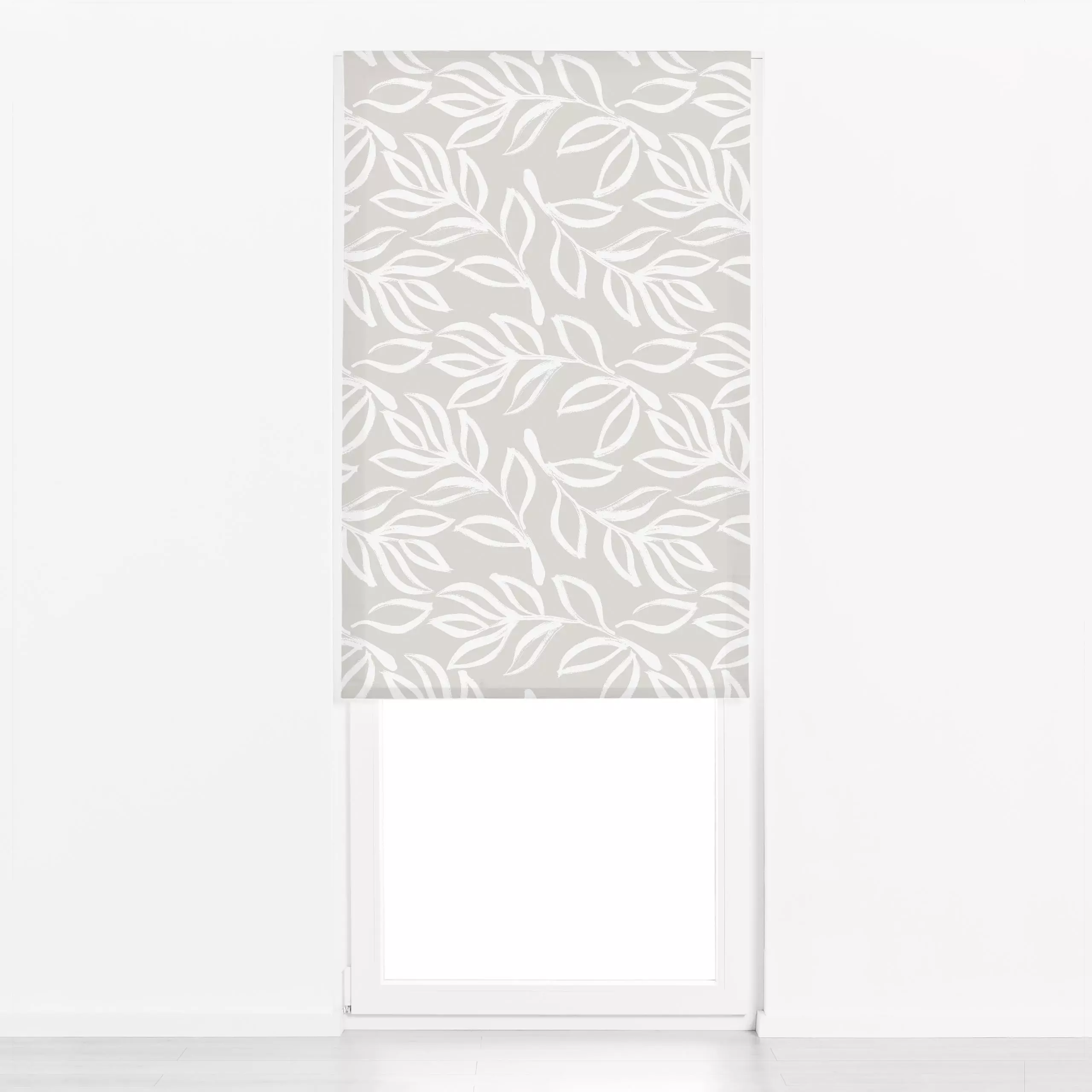 Raffrollo Botanica concreto - Sommer, Pflanzen & Botanik - von „Julia Schumacher"; Zweig, minimal, Blatt, Baumwollpflanze, B...
