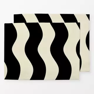 Tischset Wellen Black Beige