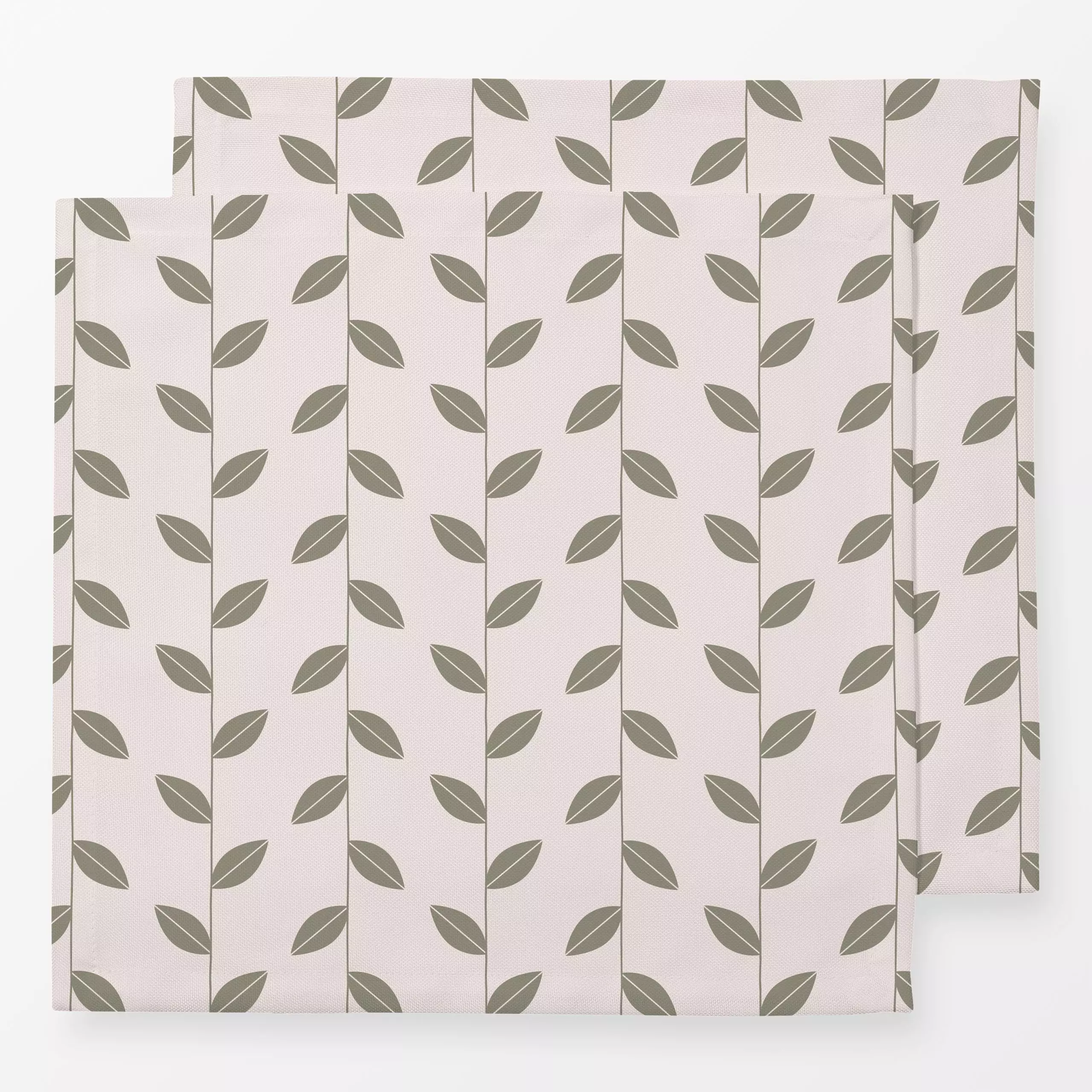 Servietten Blätter Grün Beige - Herbst, Symbole & Muster, Pflanzen & Botanik - von „Kathrin Woo"; minimal, Linien, Streifen,...