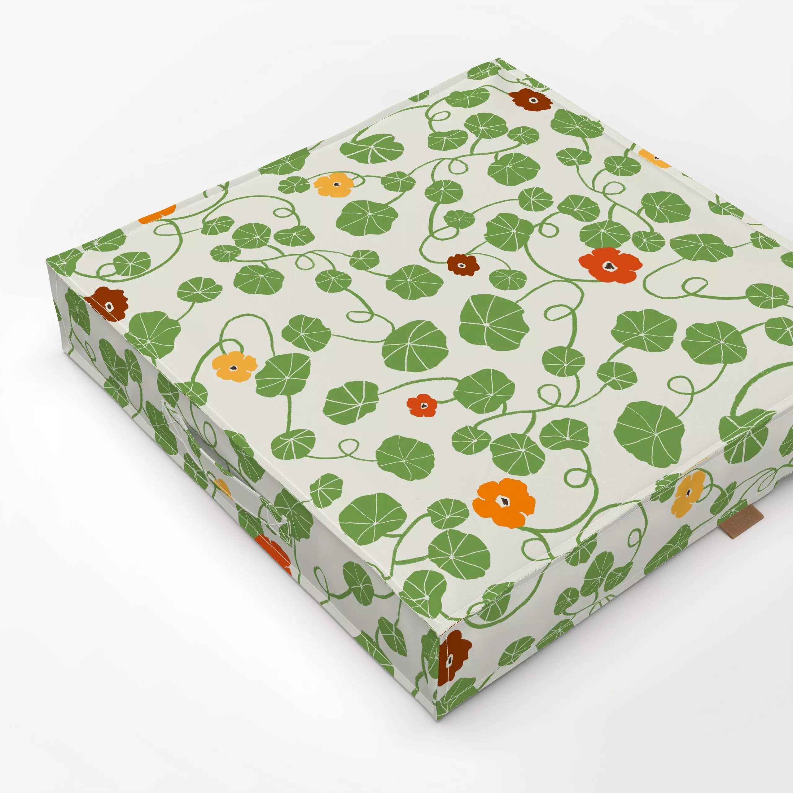 Bodenkissen Kapuziner Kresse Grün - Blumen & Florales, Herbst, Pflanzen & Botanik - von „Mareen Heinz"; Illustration, Retro,...