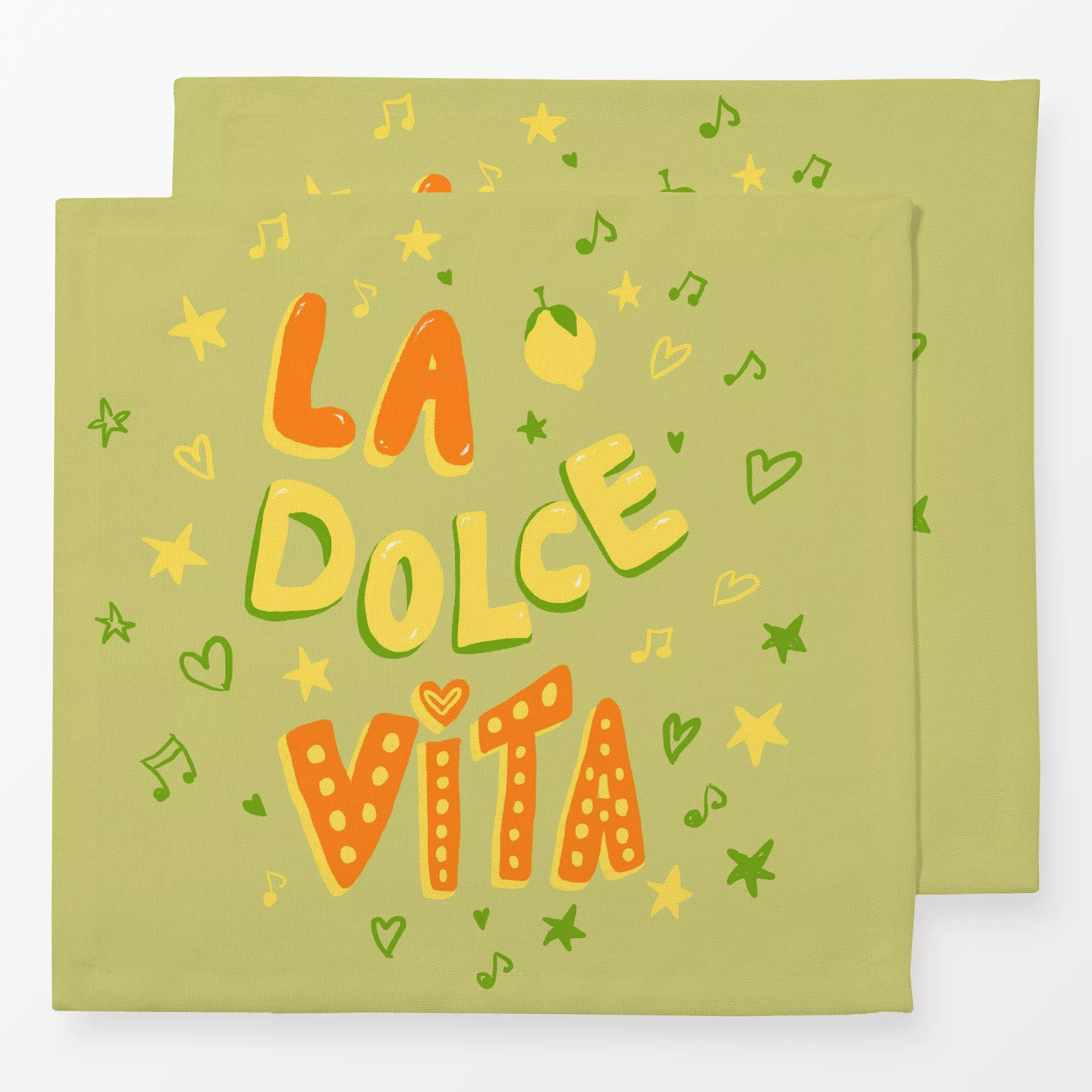 Servietten La Dolce Vita - Sommer, Sprüche & Schriftzüge - von „Studio Dolci"; Sonne, Sommer, typografie, bunt, Italien, Lad...