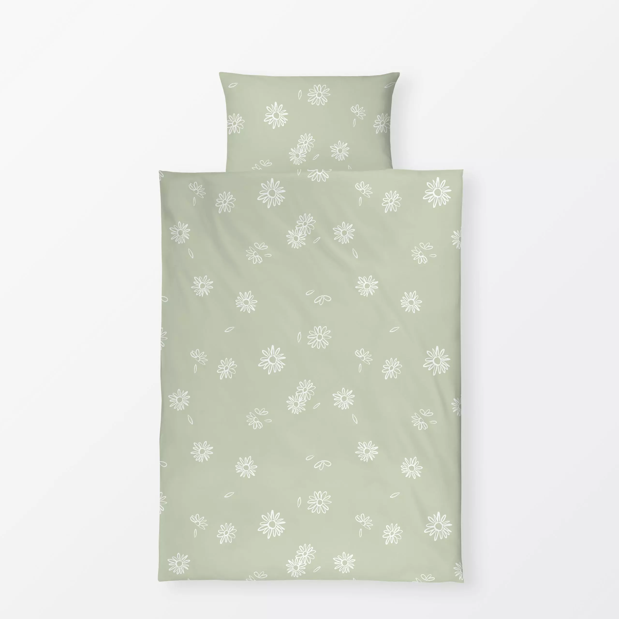 Bettwäsche HAPPY GREEN DAISY - Blumen & Florales, Frühling, Anlässe, Ostern - von „Kruth Design"; Blumen, Wildblumen, Ostern...