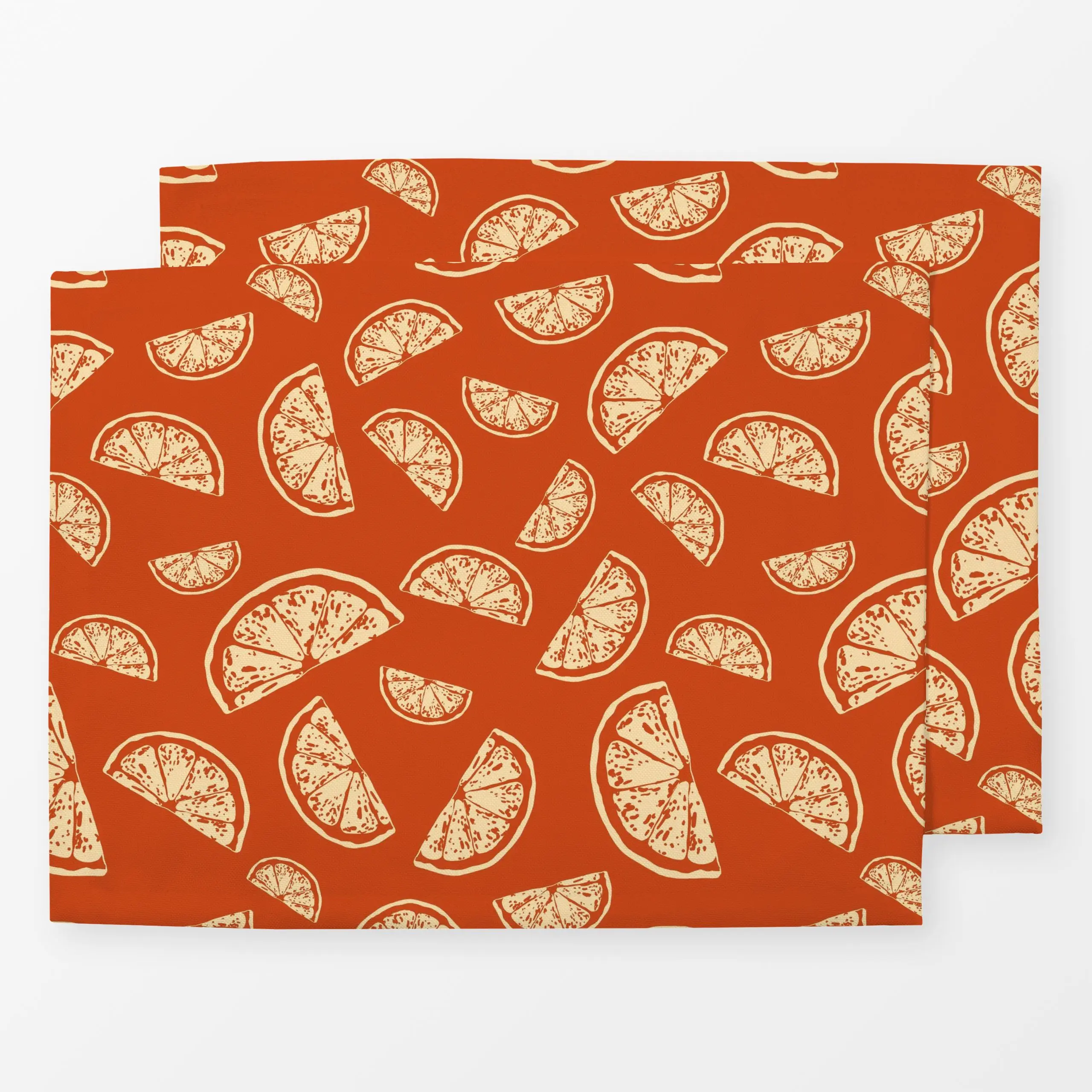 Tischset Santorini Lemon Pattern - Symbole & Muster, Retro & Vintage, Früchte - von „By Anna Sienna"; Frucht, Retro, Orange,...
