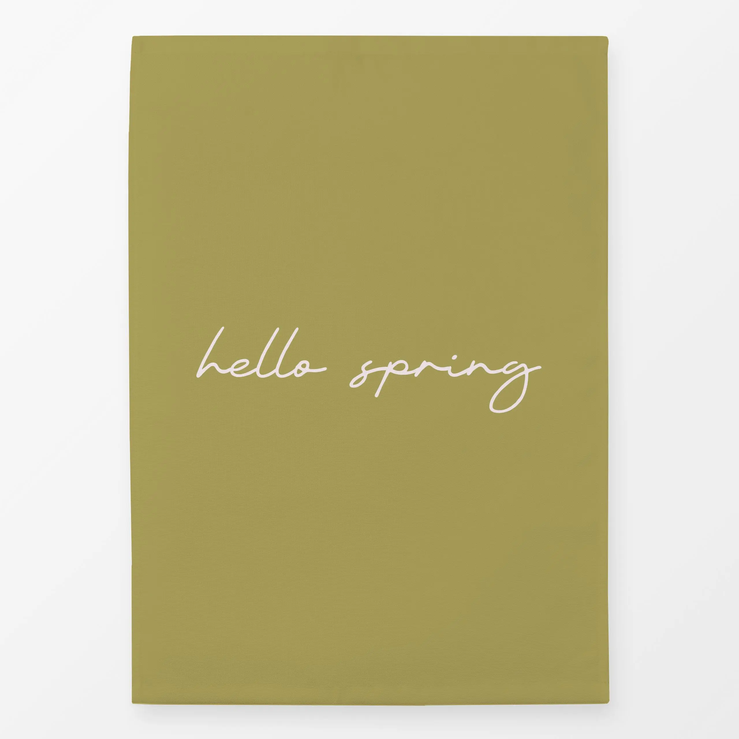 Geschirrtücher Hello Spring Lettering olive - Frühling, Sprüche & Schriftzüge - von „Karen Menzenbach"; Garten, beige, typog...