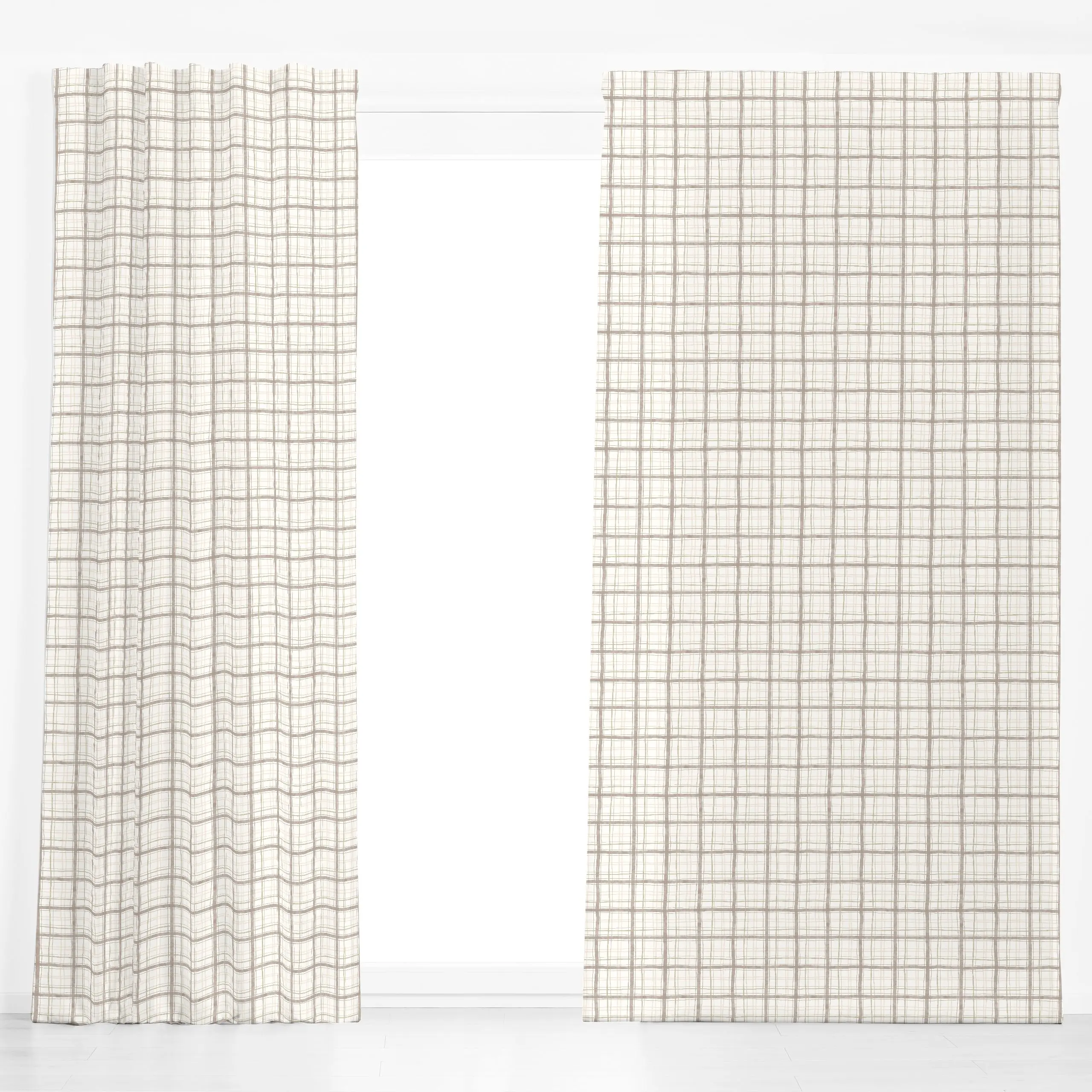 Dekovorhang Plaid - Beige Kollektion - Frühling, Symbole & Muster, Ostern - von „Kathrin Löffler"; Textur, Karo, landhaus, s...
