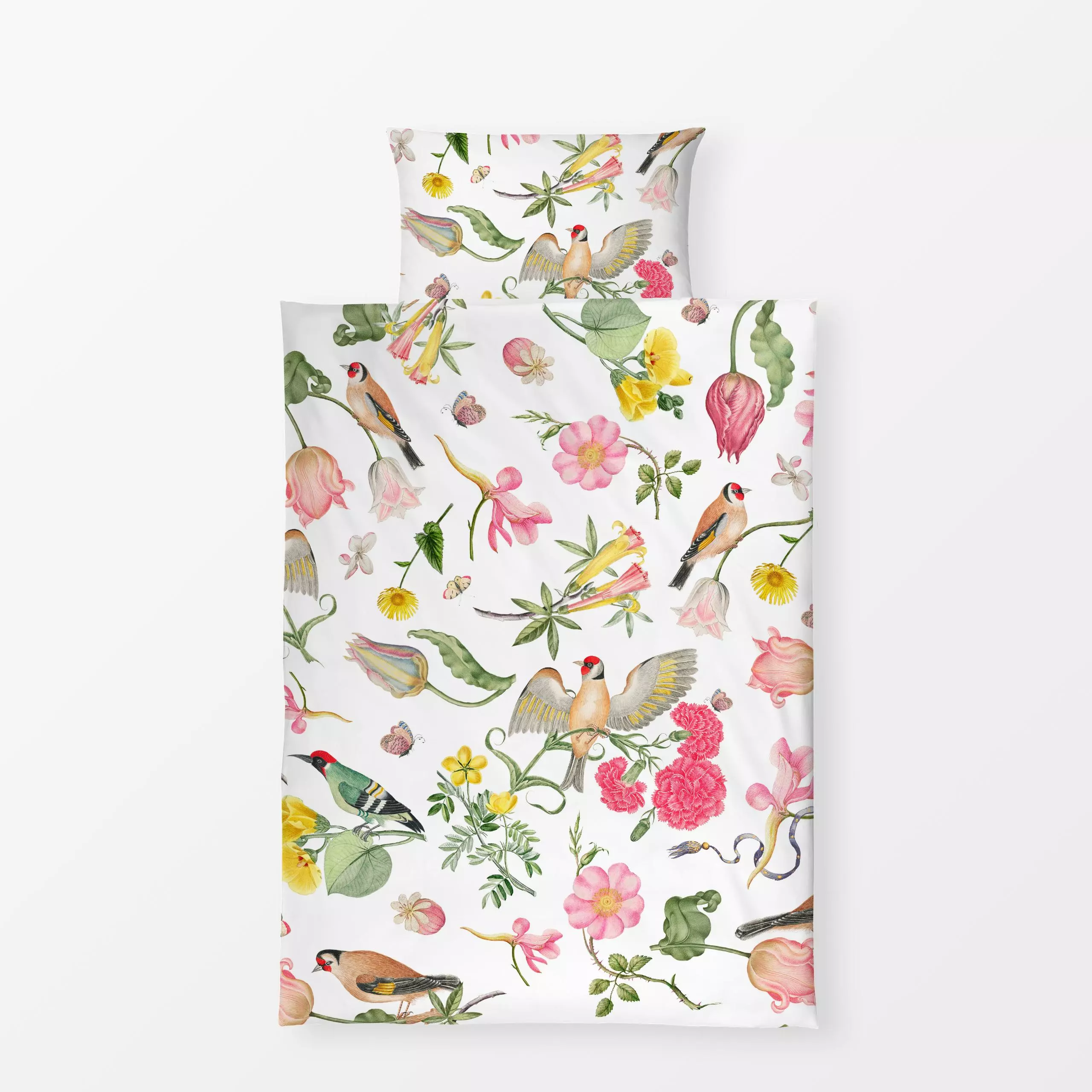 Bettwäsche Vintage Vögel Und Blumen - Blumen & Florales, Pflanzen & Botanik - von „Uta Naumann"; boho, Blumen, Garten, Blüte...