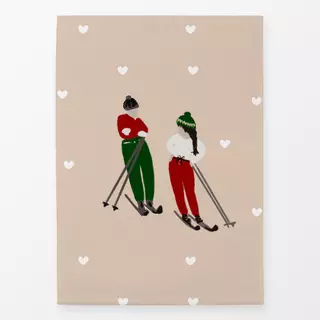 Geschirrtücher Skifahrer Paar Auf Beige