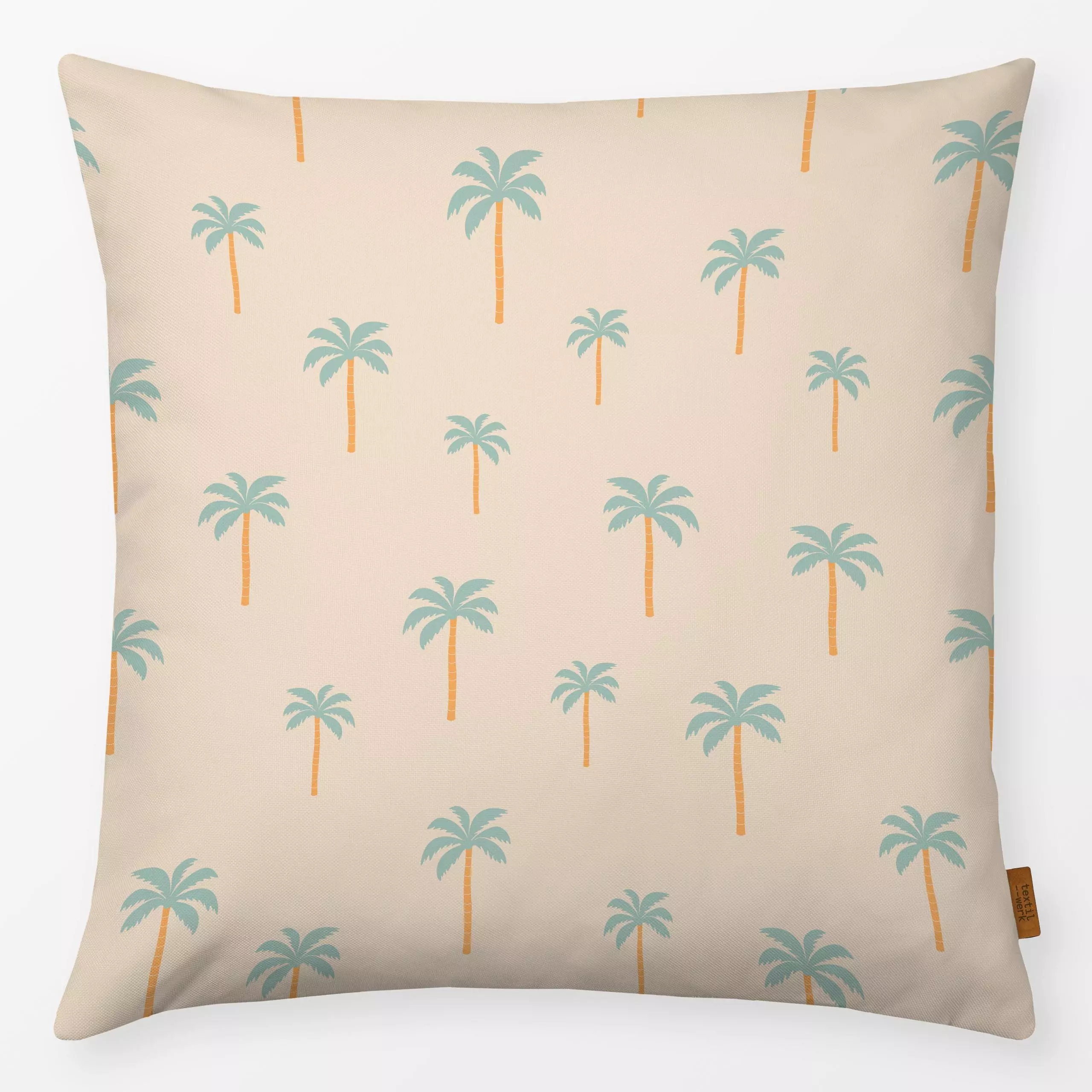 Kissen Summer Palmtrees Mint - Sommer, Pflanzen & Botanik - von „Karen Menzenbach"; Palmen, beige, tropisch, Sommer, nude, P...