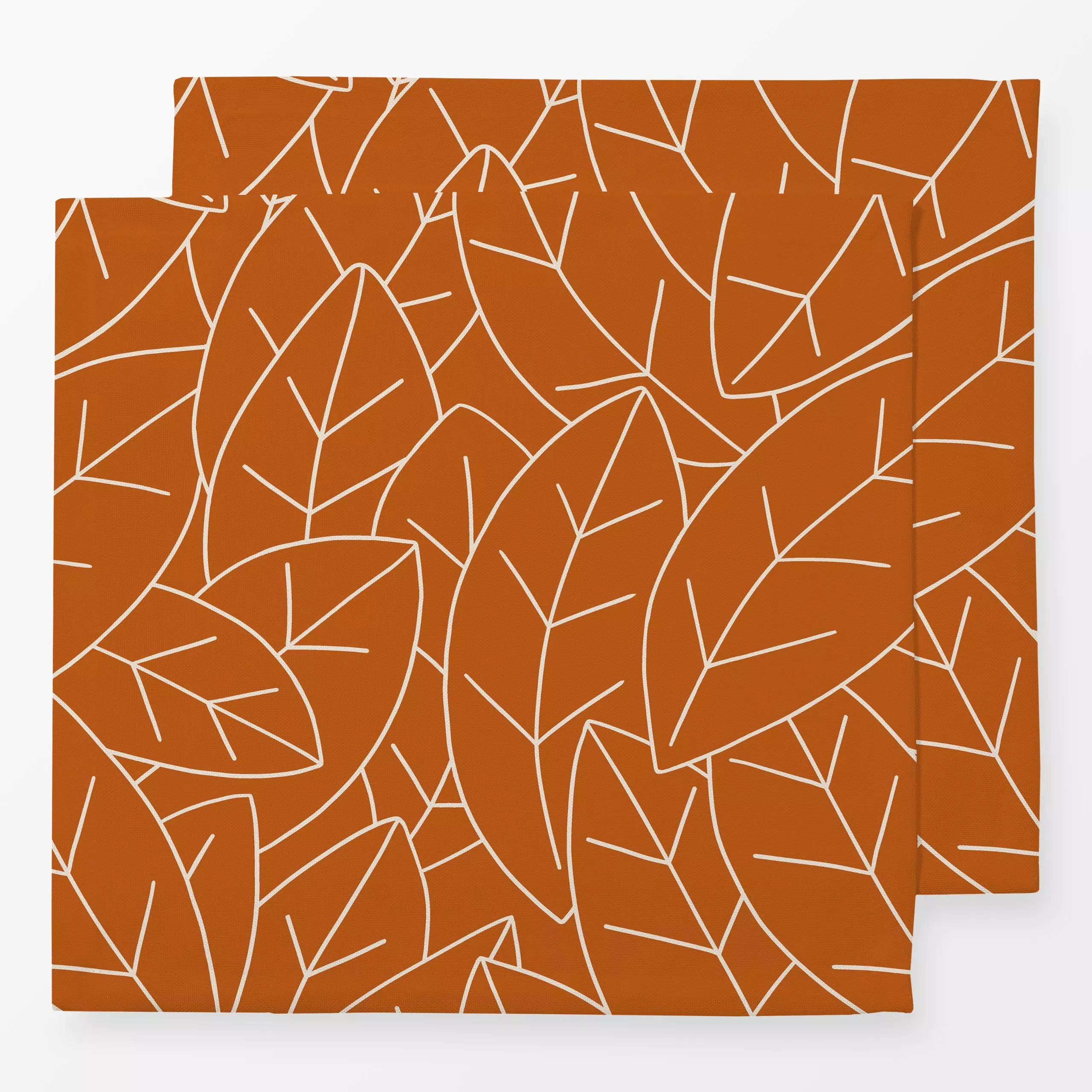 Servietten Blätter Outlines orange - Herbst, Pflanzen & Botanik - von „Studio Kesse"; Natur, Blätter, Laub, Wald, Herbst, he...